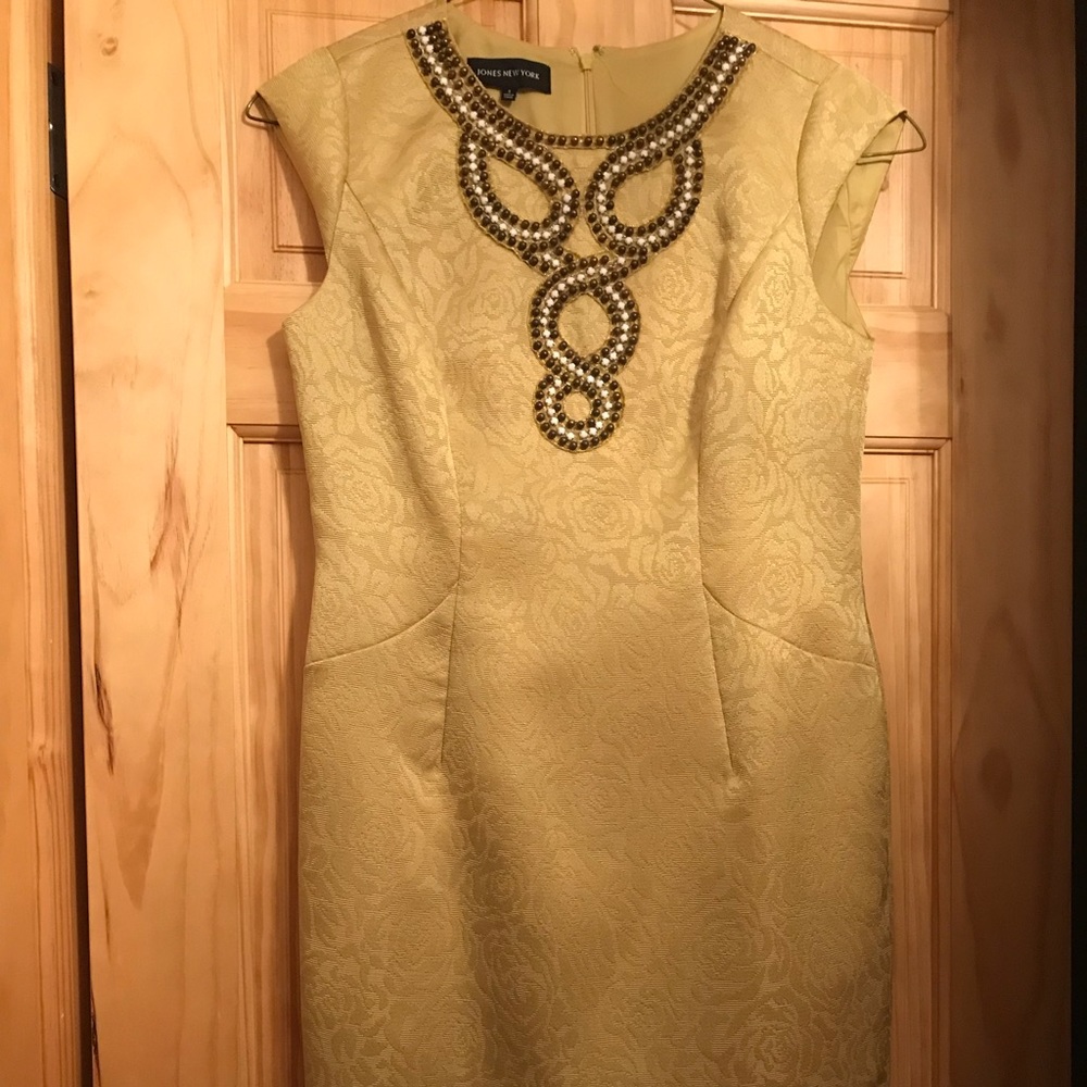 Jones New York chartreuse sheath retro dress sz 8